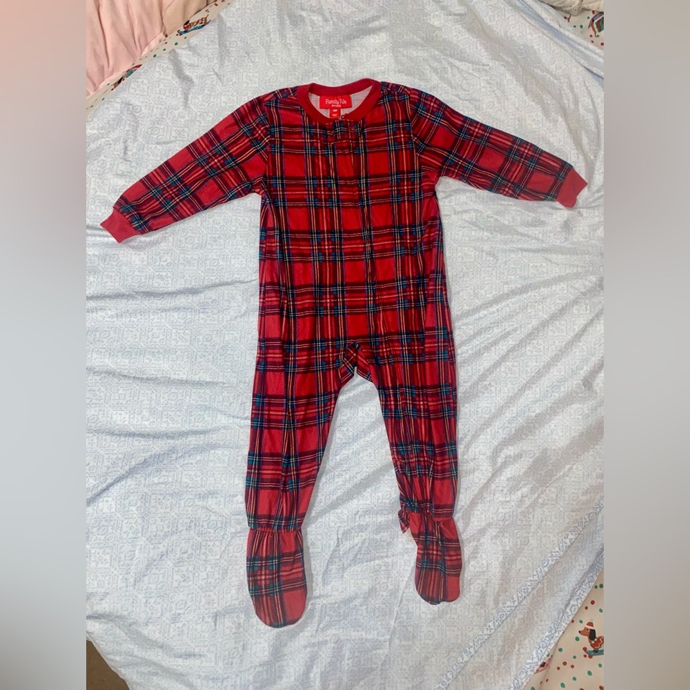 Macys Family PJs red flanel footie 18month